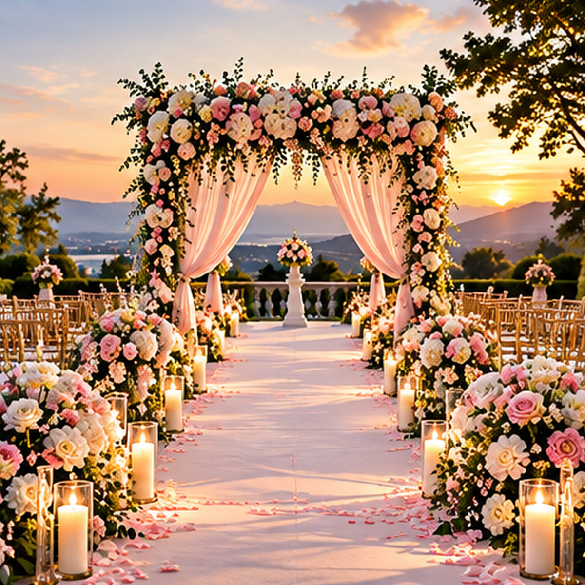 Romantic outdoor event décor