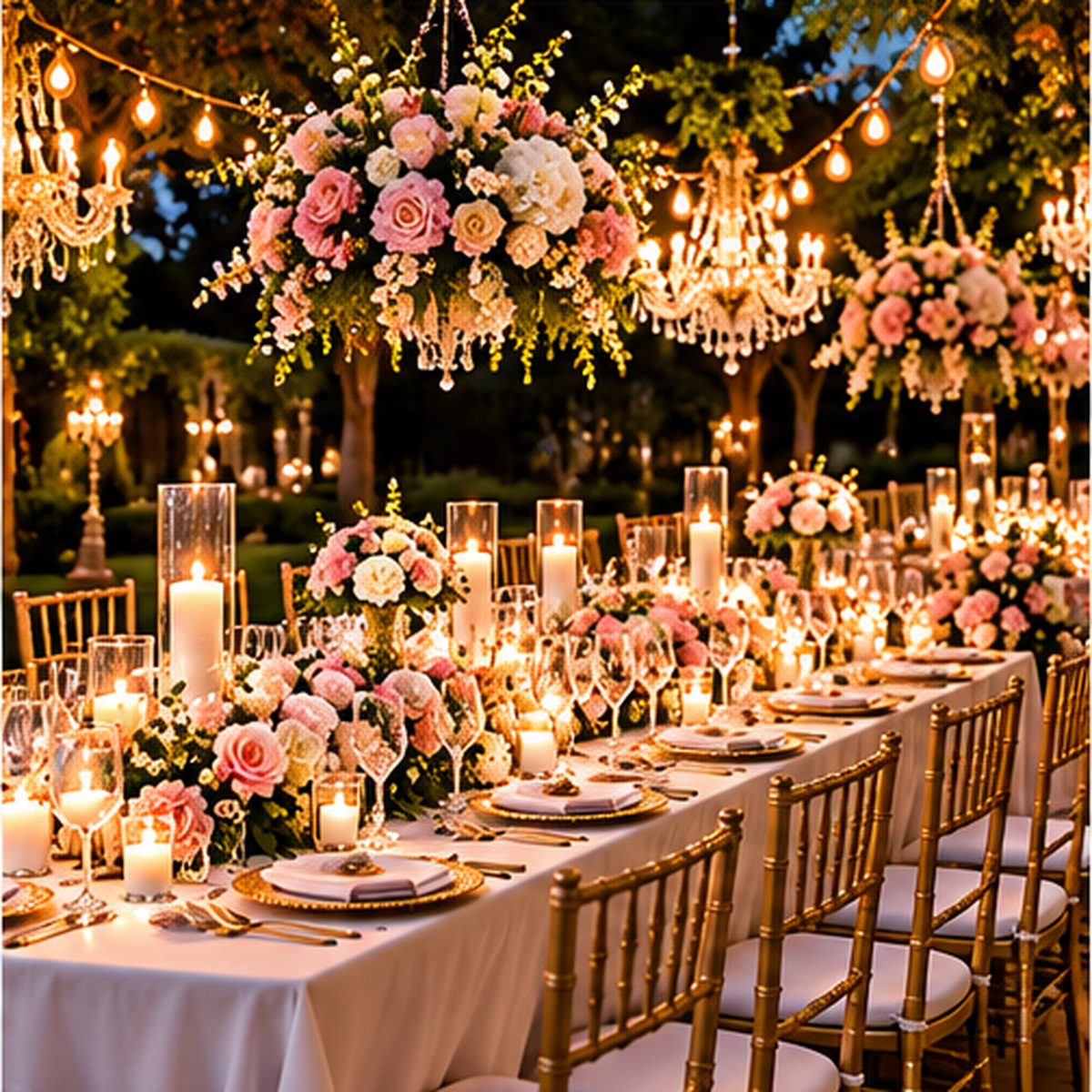 Luxury evening tablescape